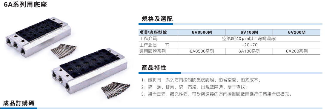 6A系列气控阀底座