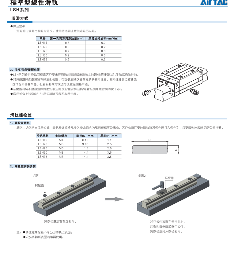 LSH系列标准型线性滑轨