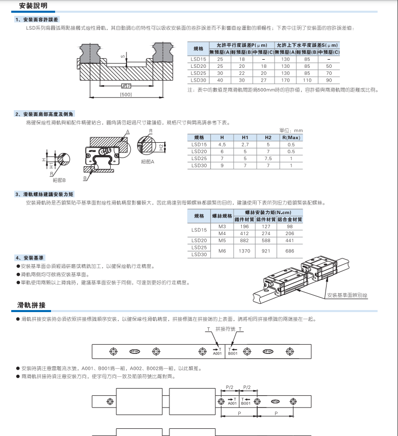 LSD系列低安装型线性滑轨