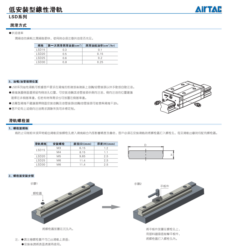 LSD系列低安装型线性滑轨